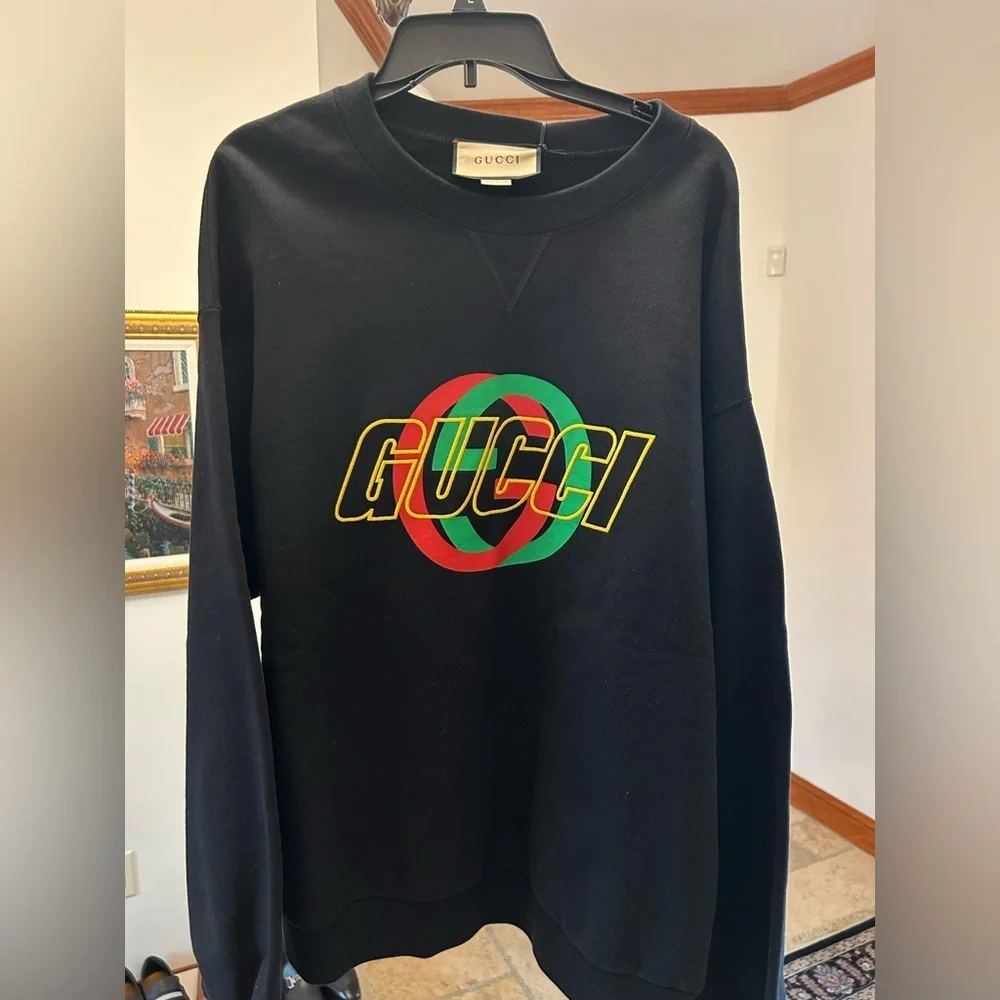 Men's Gucci interlocking G jersey, cotton logo sweatshirt size XL made in Italy